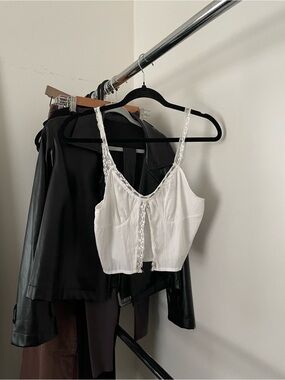 3/$15 White Lace-Trim Cropped Camisole
